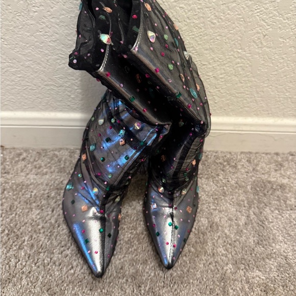Alexander Wang Metallic Heeled Boots with Colorful Accents - Picture 1 of 4